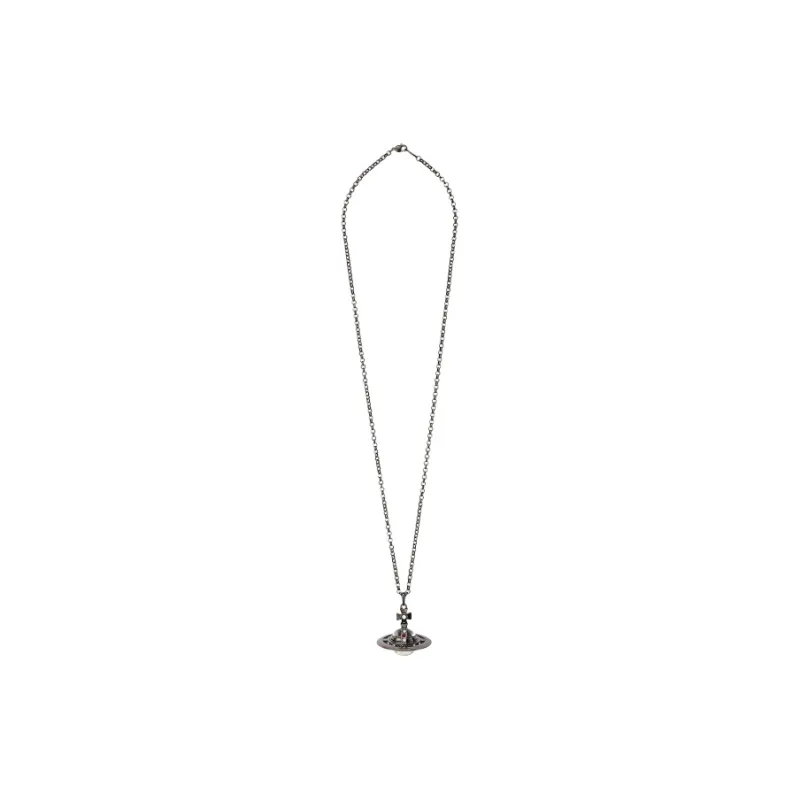 Vivienne Westwood Swarovski Crystal Necklaces Unisex Gunmetal Gray-2