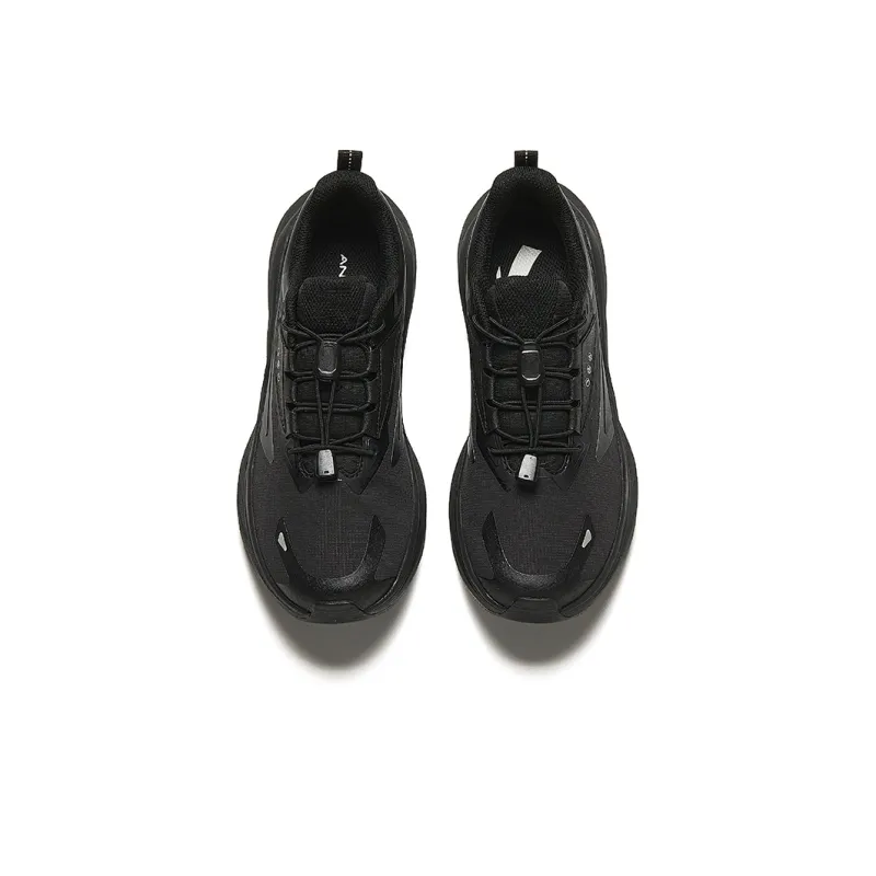 Anta Exploring The Forest Cushioned Wear Resistant Slip Resistant Low Top Running Shoes Women's Black White-2