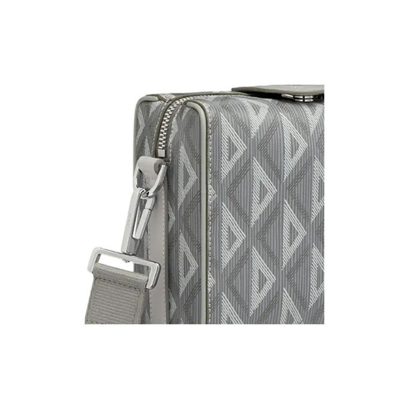 DIOR Smooth Cow Leather Messenger Bag, Handbag, Shoulder Bag, Crossbody Bag Trumpets Men's Gray-4
