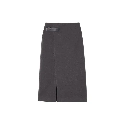 OUNIXUE Casual Long Skirts Women's Dark Gray