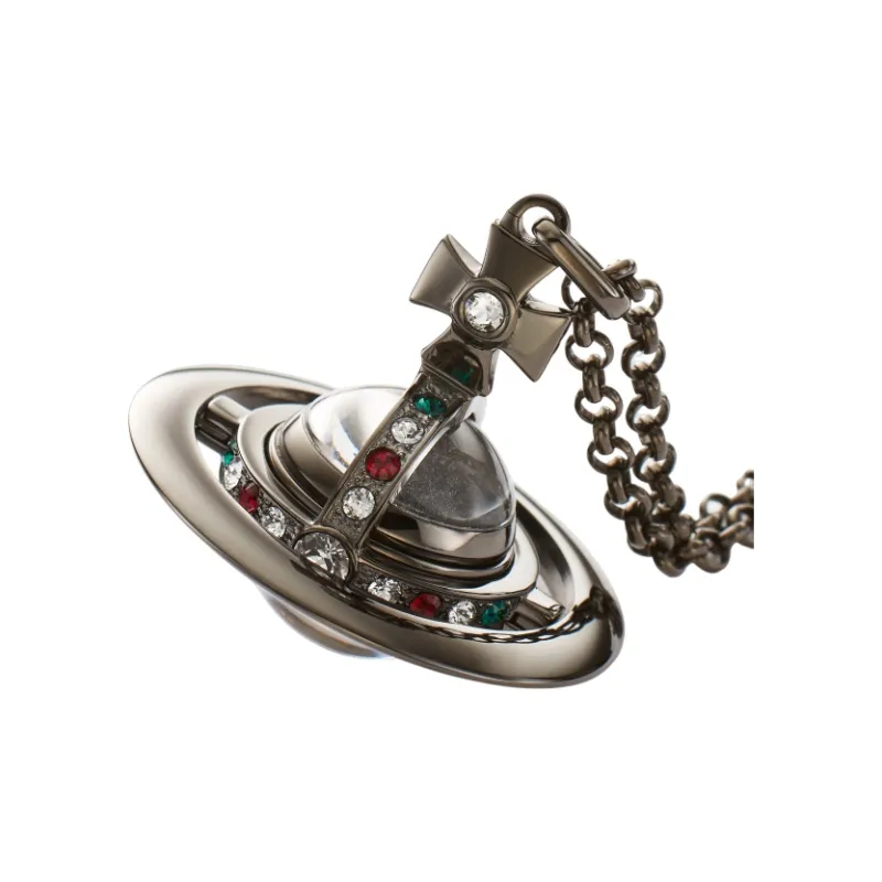 Vivienne Westwood Swarovski Crystal Necklaces Unisex Gunmetal Gray-3