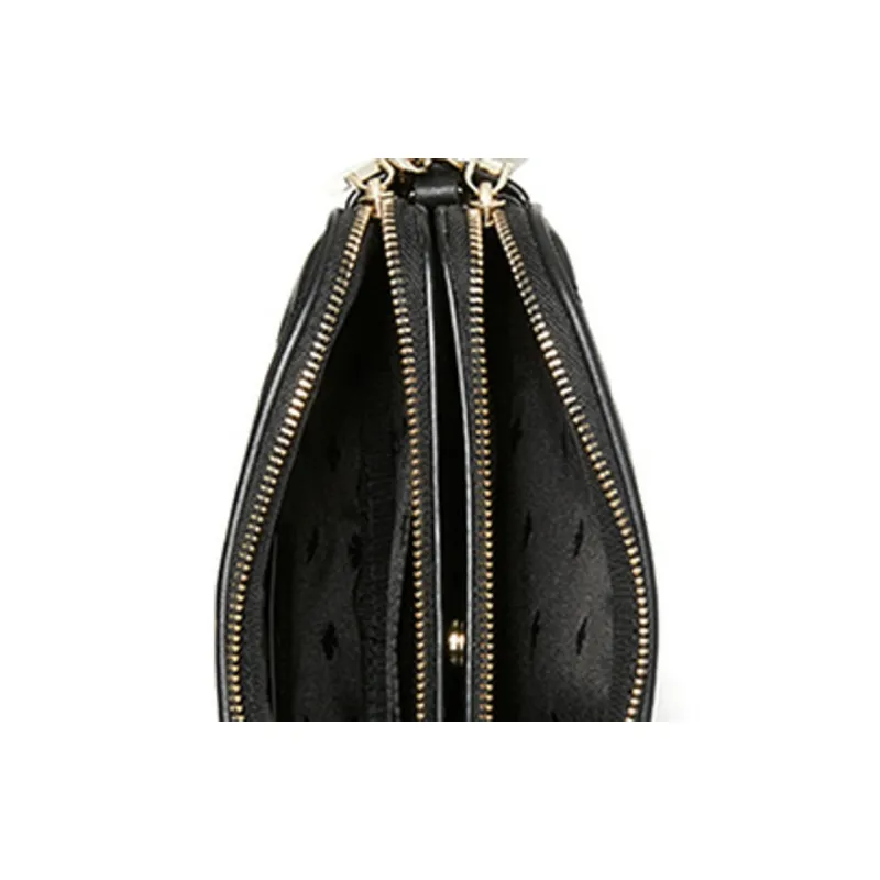 Kate Spade Natalia Quilting Cow Leather Shoulder Bag Chain Camera Bag Crossbody Bag Small Size Women's Black-4