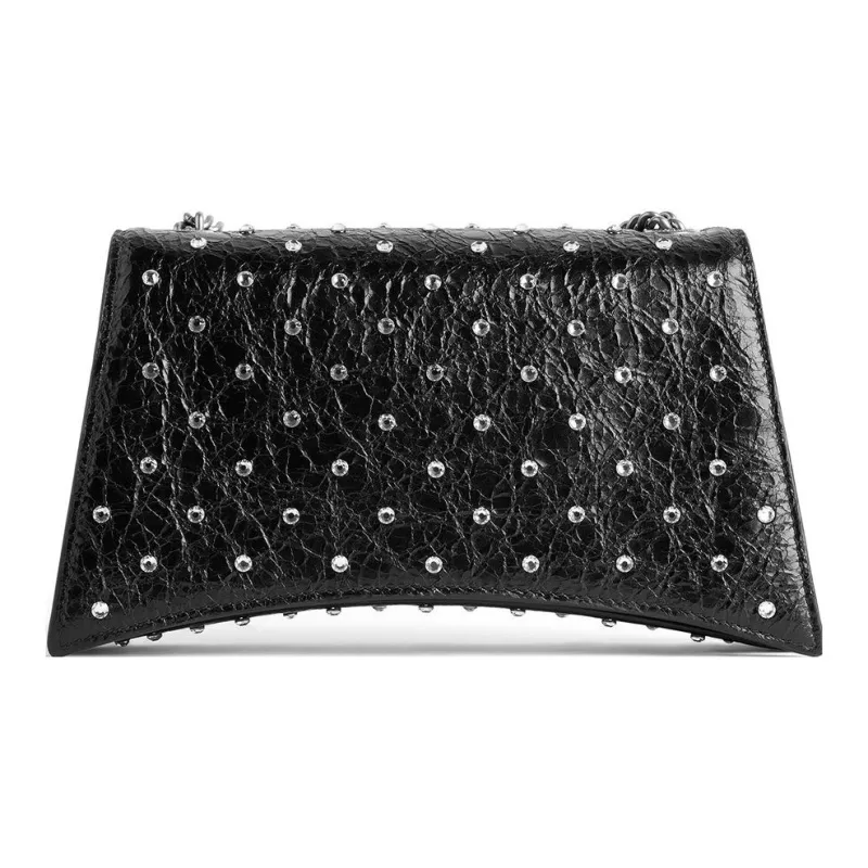 Balenciaga CRUSH Lambskin Portable Crossbody Bag Shoulder Bag Women's Black-3