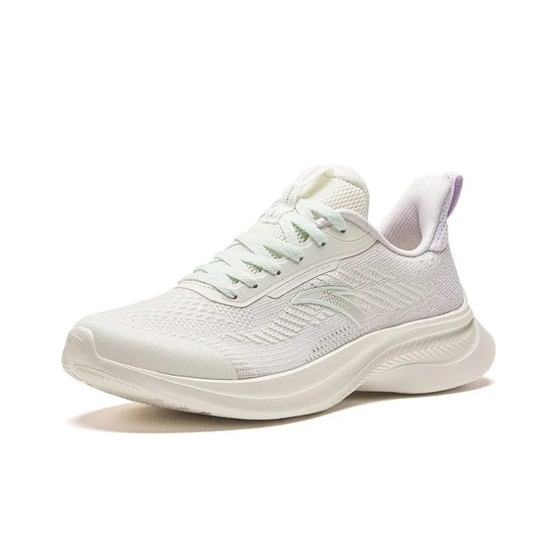 Anta Cushioned Wear Resistant Breathable Lightweight Low Top Casual Running Shoes Women's White Purple-1