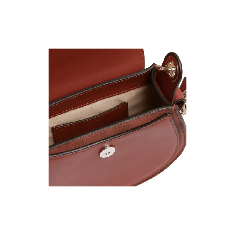 Chloe Tess Smooth Calfskin With Suede Saddle Bag, Shoulder Bag, Crossbody Bag Trumpets Women's Dark Umber-3