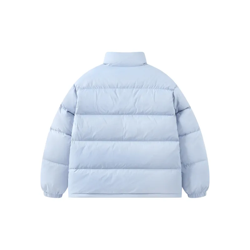 WORKSOUT Duck Down Letter Print Thermal Stand Collar Loose Fit Down Jacket Unisex-3