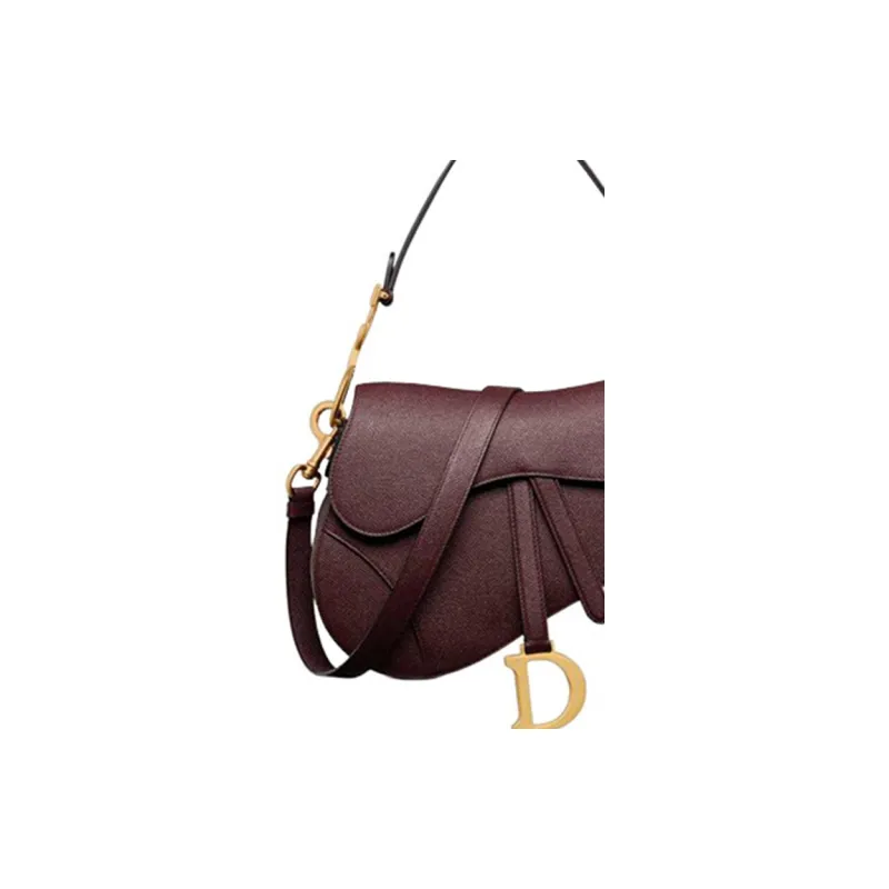 DIOR Saddle Grained Calfskin Saddle Bag Shoulder Bag Crossbody Bag Handbag Women's Red-5