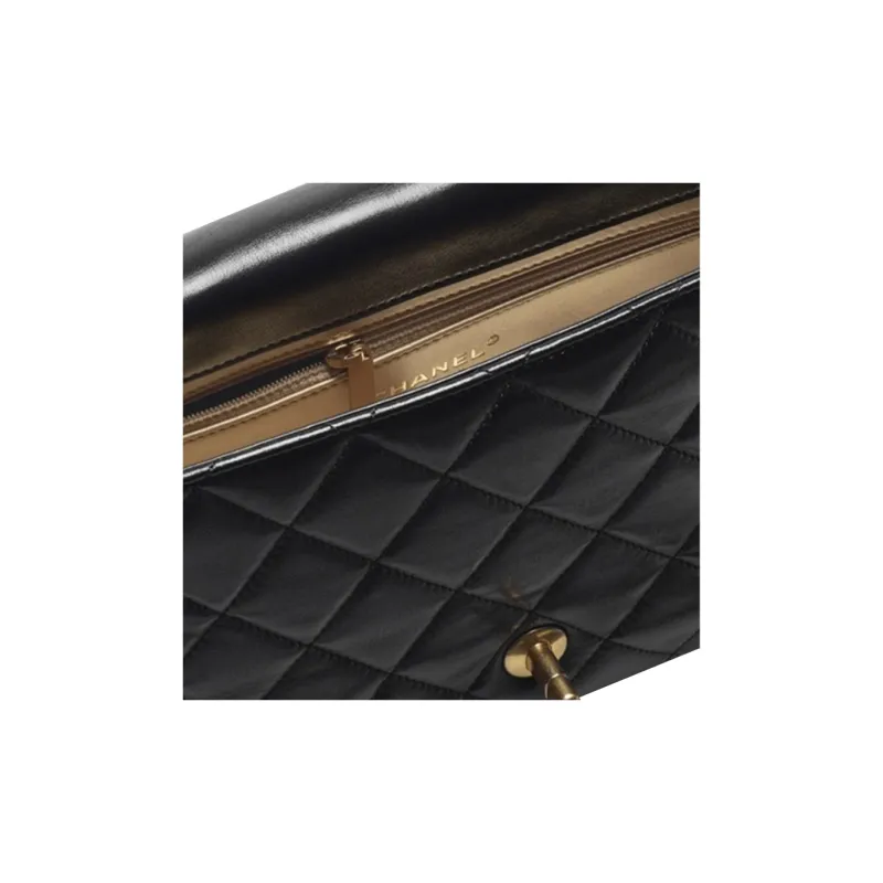 CHANEL 22P Lambskin Flap Bag, Chain Bag, Crossbody Bag, Shoulder Bag Trumpets Women's Black-4