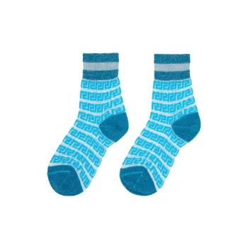 VERSACE Mid Calf Socks Women's 1 Pack Blue