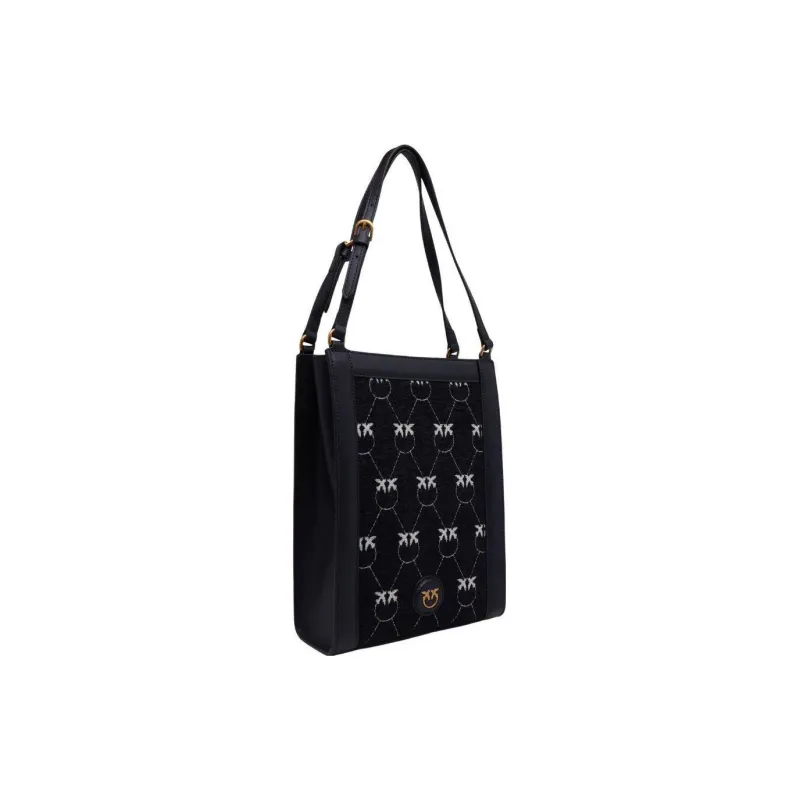 PINKO Leather Tote Bag, Shopping Bag, Shoulder Bag, Handbag Mini Women's Black-1