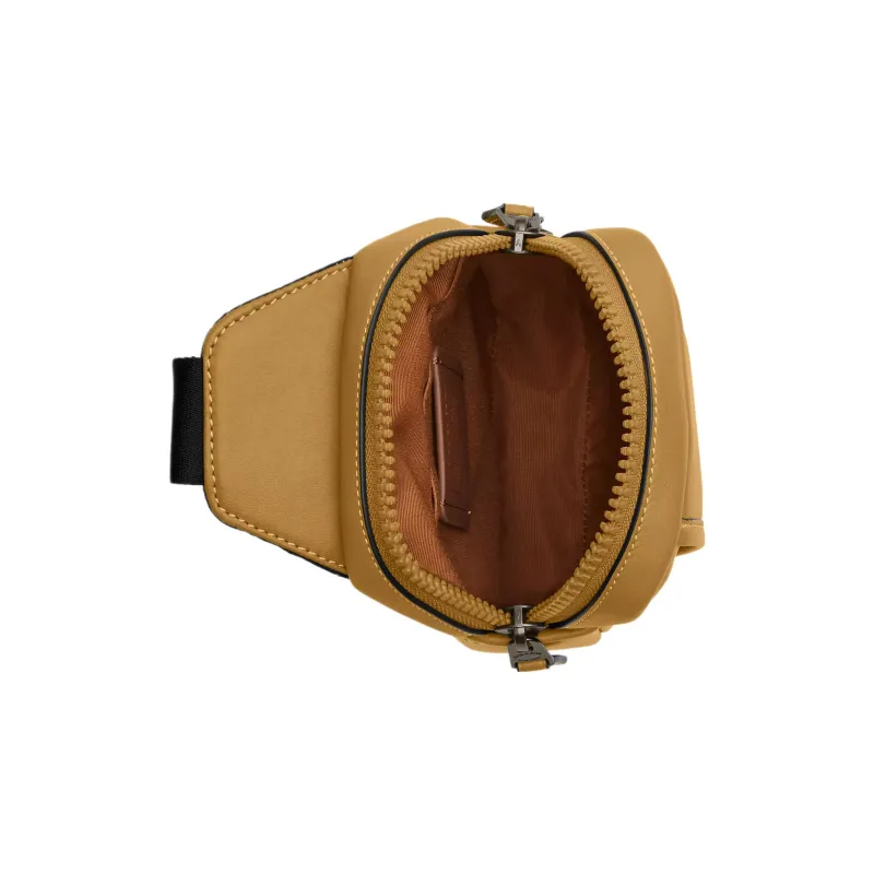 COACH Edge Calfskin One Shoulder Crossbody Fanny Pack Sling Bag Mini Men's Bronze & Linen-1