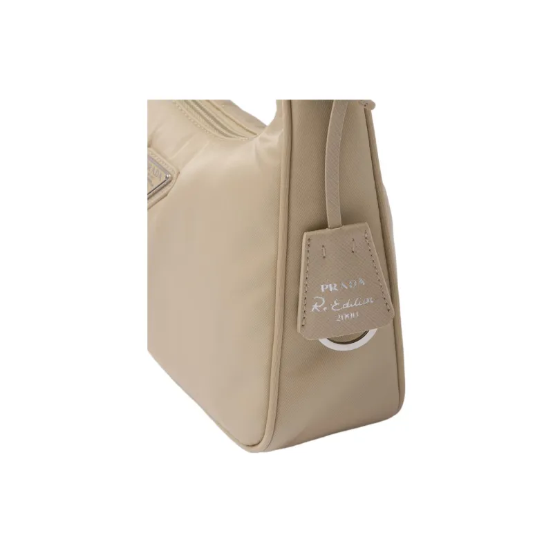 PRADA Re Edition Recycled Nylon Handbag Mini Women's Desert Beige-7