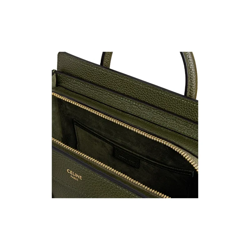 CELINE Luggage Calfskin Smile Bag Shoulder Bag Crossbody Bag Handbag Women's Olive Green-4