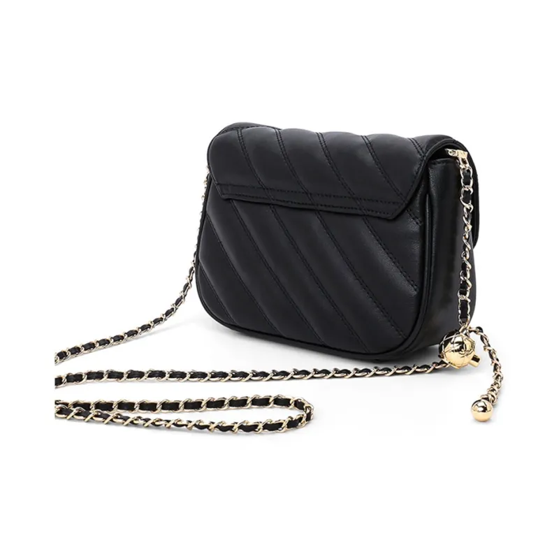 HONGU Cow Leather Shoulder Bag Chain Crossbody Bag Diamond Pattern Bag Regular Women's Ecru/Light Yellow/Pitch Black-8
