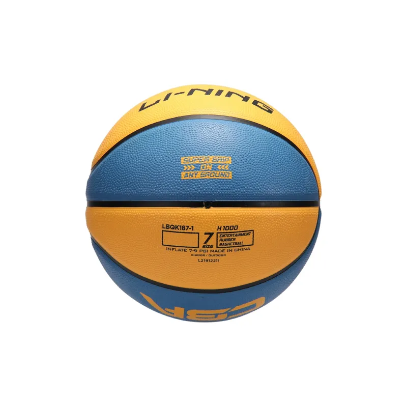 LiNing CBA Collection Rubber Basketball Yellow Blue Size 7 Training-3