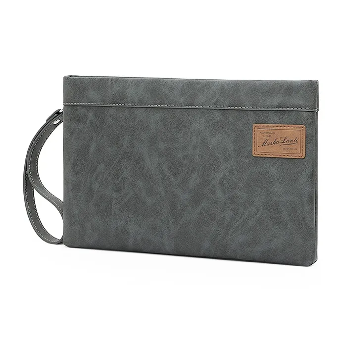 MashaLanti Synthetic Leather Shoulder Bag, Handle Bag, Clutch Regular Men's Smoke Gray-1