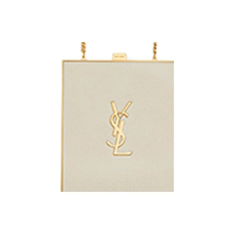 SAINT LAURENT Calfskin Box Bag, Crossbody Bag, Shoulder Bag Women's White-6