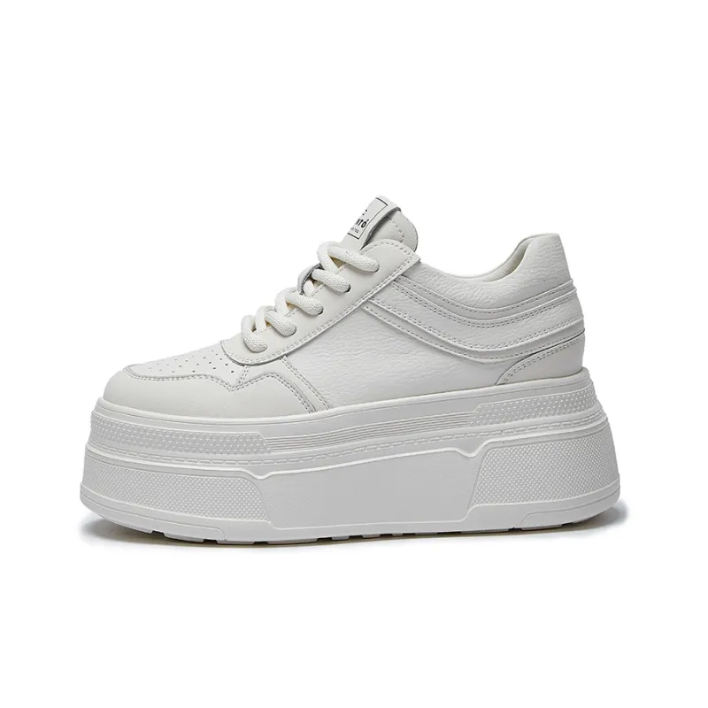 LAORENTOU Height Increasing Balance Wear Resistant Lightweight Breathable Low Top Skateboard Shoes Women's Ecru-0