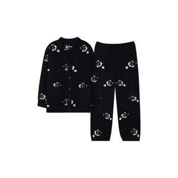 Sha Qian Pajama Set For Fall And Winter Women's Black