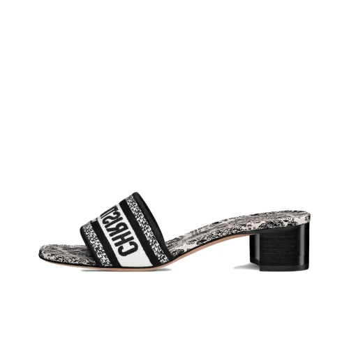 DIOR Dway Slip-Resistant Slide Slippers 4cm Women's Black White