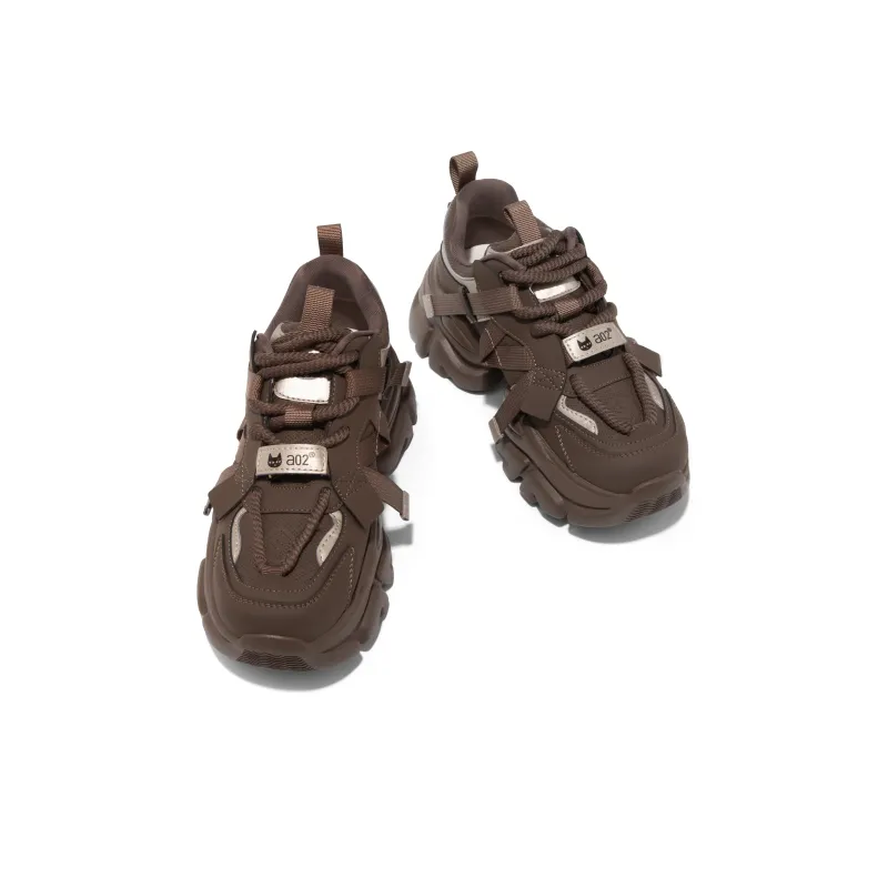 A02 Toby Black Wear-Resistant Low-Top Chunky Sneakers Women's-2