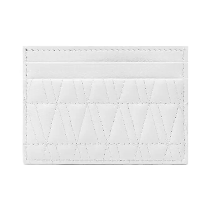 VERSACE Virtus Lambskin Card Holder Women's White-1