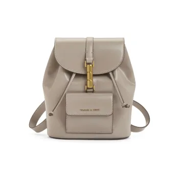 CHARLES&KEITH PU Backpack Women's Black/Dark Brown/Taupe