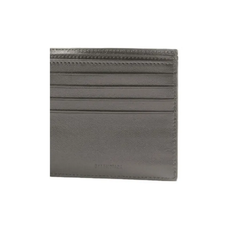 Balenciaga Cash Square Cow Leather Wallet Men's Gray-4