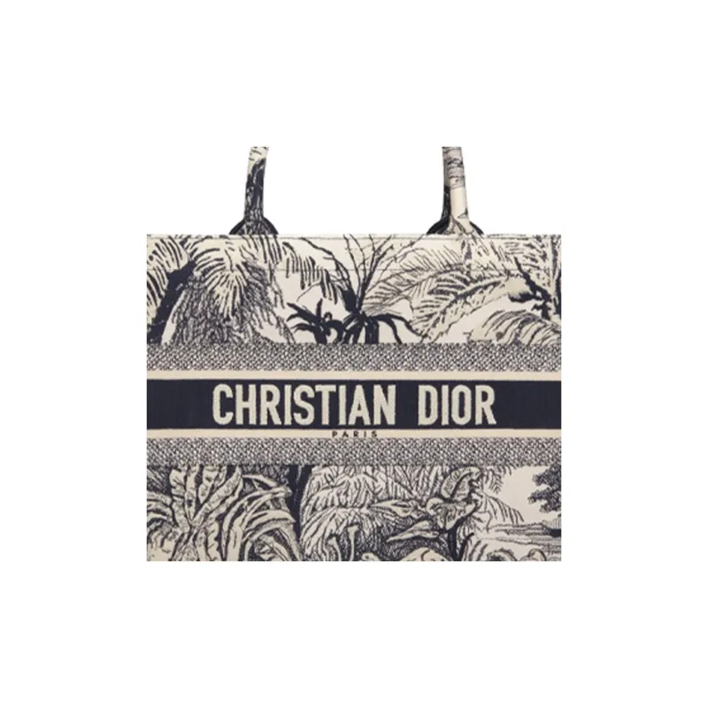 DIOR BookTote Canvas Shoulder Bags Tote Bag Shopping Bag Handbag Small Size Women's Blue-4