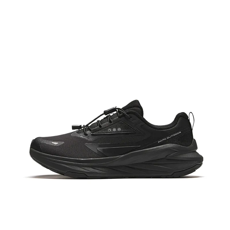 Anta Exploring The Forest Cushioned Wear Resistant Slip Resistant Low Top Running Shoes Women's Black White-0