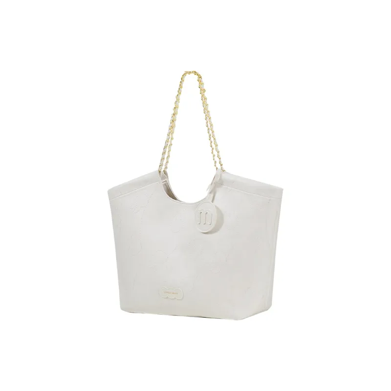 Miffy PU Panel Denim Tote Bag, Shopping Bag, Handbag, Shoulder Bag Large Size Women's Blue/Ecru-2