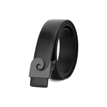 PIERRE CARDIN Business, Casual, Plate Buckle Cow Leather Belts Men's Black Width 3.5cm
