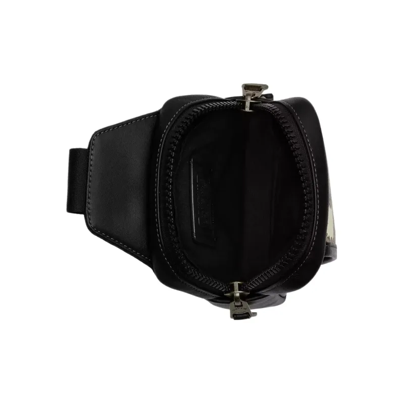 COACH Edge Canvas With Leather Shoulder Bag, Crossbody Bag, Sling Bag Mini Men's Bronze & Black Multicolor-1