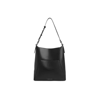 CHARLES&KEITH PU Tote Shoulder Bag Large Size Women's Noir Black/Dark Brown/Multi Composite Color
