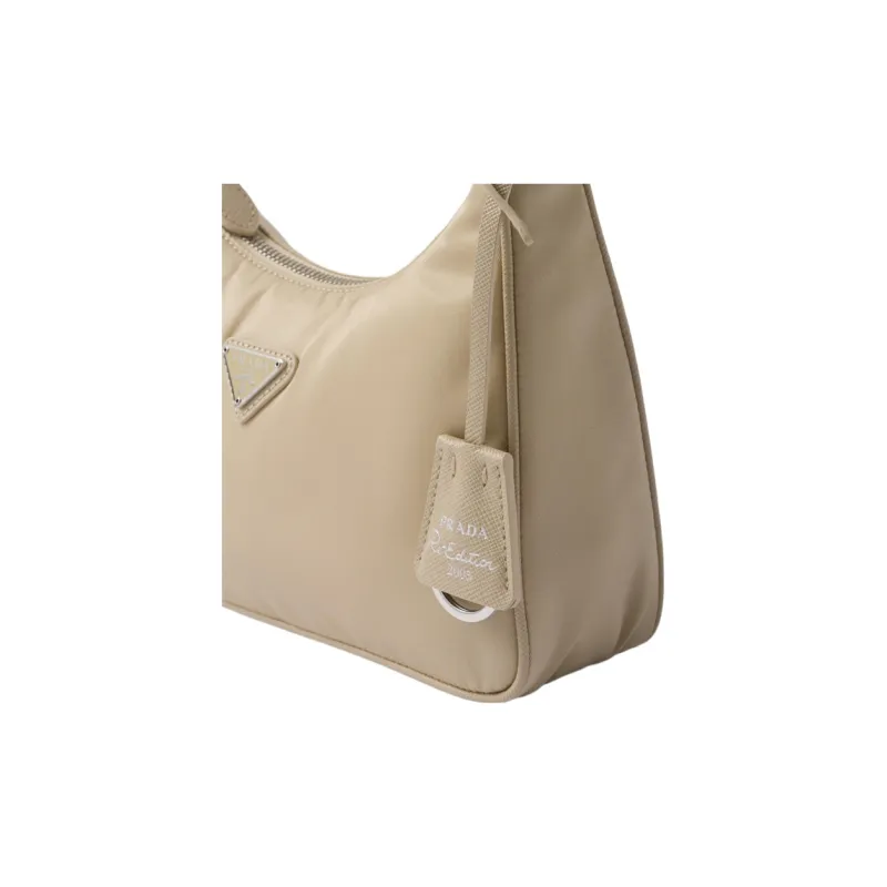 PRADA Re Edition Nylon Handbag Shoulder Bag Mini Women's Desert Beige-4