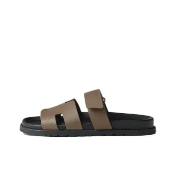 HERMES Chypre Rubber Sole Slide Slippers Men's Elephant Gray