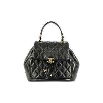 CHANEL Sheepskin Backpack Women's Black