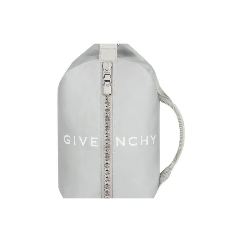 GIVENCHY G-Zip Cow Leather Patchwork With Nylon Portable Crossbody Fanny Pack Sling Bag Regular Men's Light Gray-3