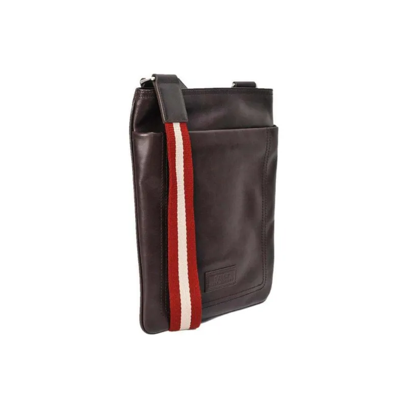 BALLY Calfskin Crossbody Bag, Shoulder Bag Men's Umber-1