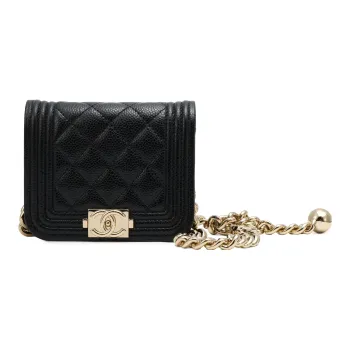 CHANEL LEBOY Grained Calfskin Shoulder Bag, Crossbody Bag, Fanny Pack Women's Black
