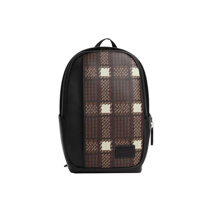 COACH Edge Coated Canvas With Calfskin Backpack Regular Men's Black & Bronze-0