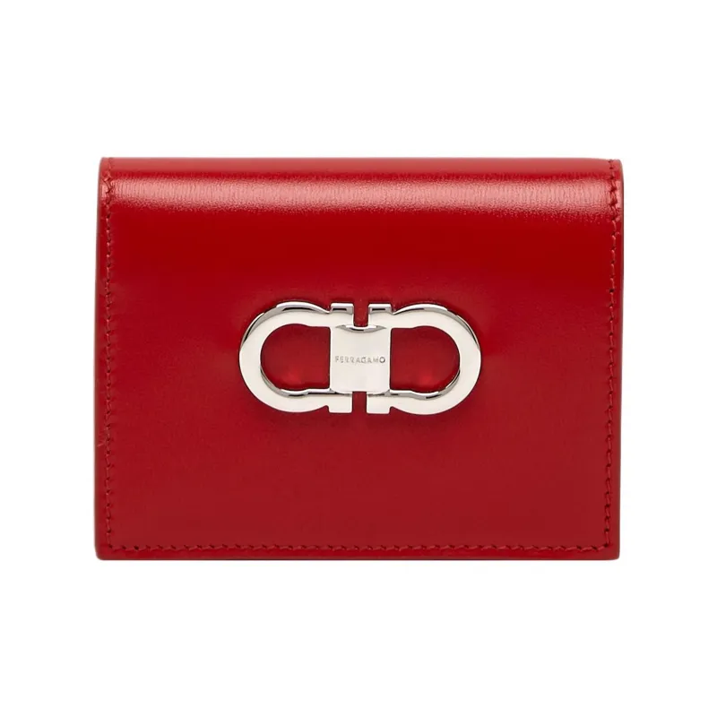 Ferragamo Gancini Compact Wallet Red-0