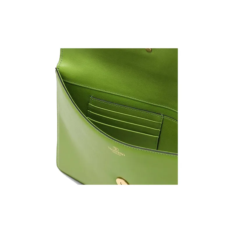 Valentino Leather Envelope Bag Clutches Women's Green-4