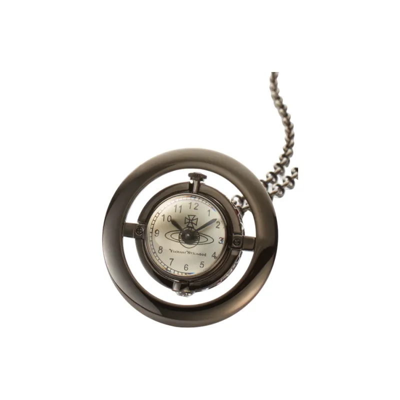 Vivienne Westwood Swarovski Crystal Necklaces Unisex Gunmetal Gray-1