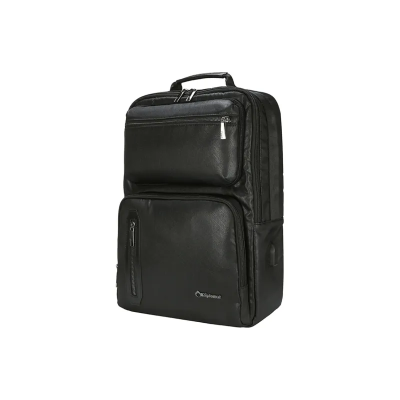 Diplomat Fabric Laptop Backpack Large Size Unisex Black-4