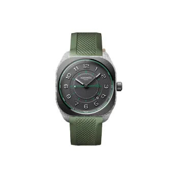HERMES Wrist Watch Automatic Mechanical Movement Rubber Strap 42mm Black Dial Men's Watches