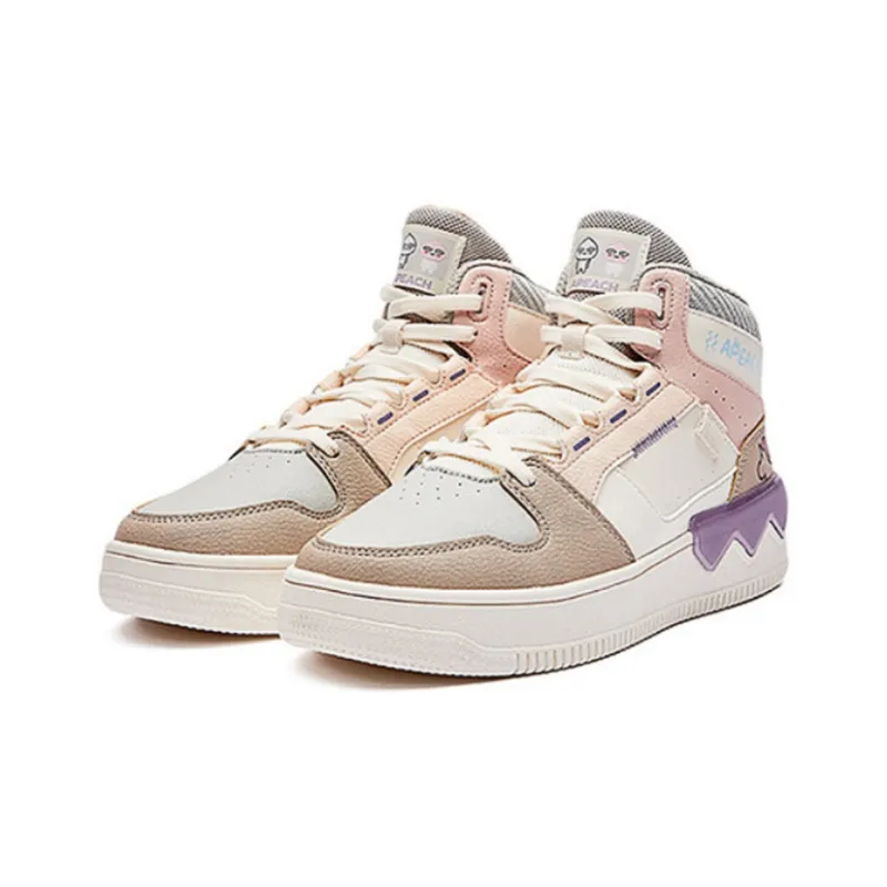 361° Durable Breathable High Top Skateboard Shoes Women's Feather White-2