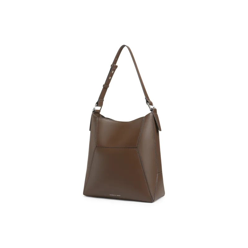 CHARLES&KEITH PU Tote Shoulder Bag Large Size Women's Noir Black/Dark Brown/Multi Composite Color-5