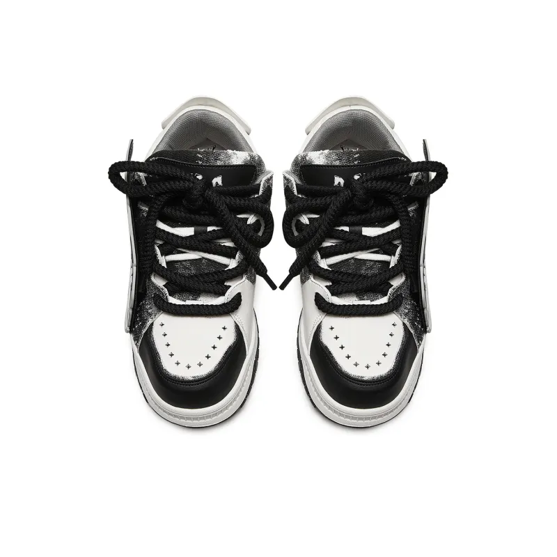 MC DOS Puffy Shoes Anti Slip Wear Resistant Low Top Skateboard Shoes Unisex Black-2