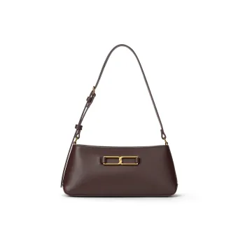 CHARLES&KEITH Cow Leather Charles & Keith Baguette Shoulder Bag Small Size Women's Dark Brown/Chalk White
